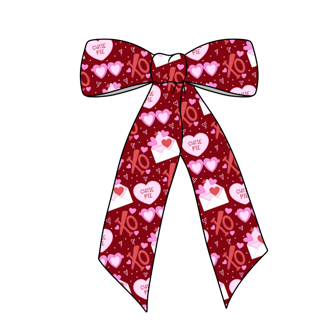 (Pre-Order)  XOXO Love Letters Long Tail Fabric Bow