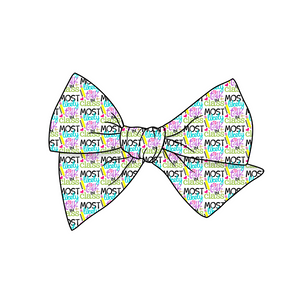 Most Likely To Talk In Class 5" Pre-Tied Fabric Bow