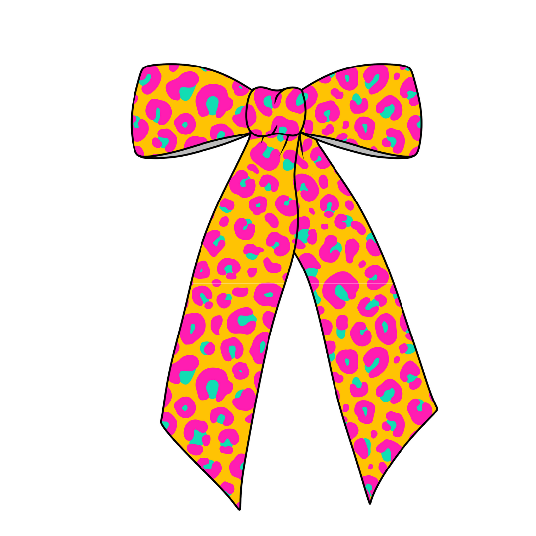 Tropical Leopard Long Tail Fabric Bow