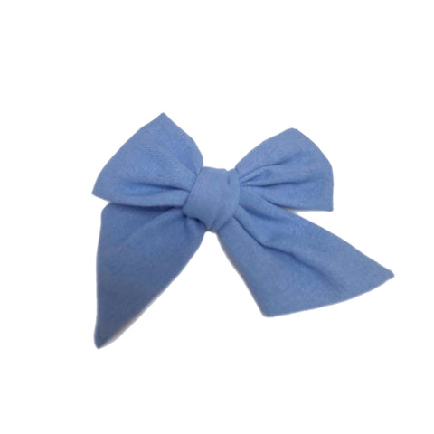 Blue Linen 5" Pre-Tied Fabric Bow