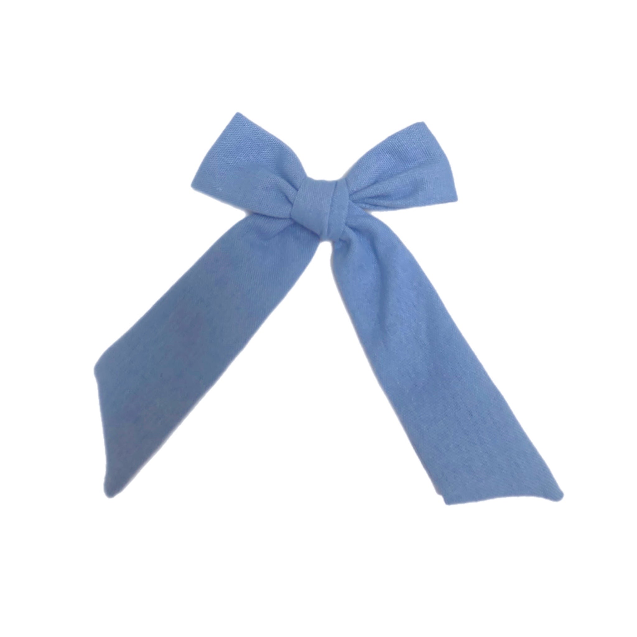Blue Long Tail Linen Bow