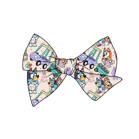 (Pre-Order) Blue Dog Easter 5" Pre-Tied Fabric Bow