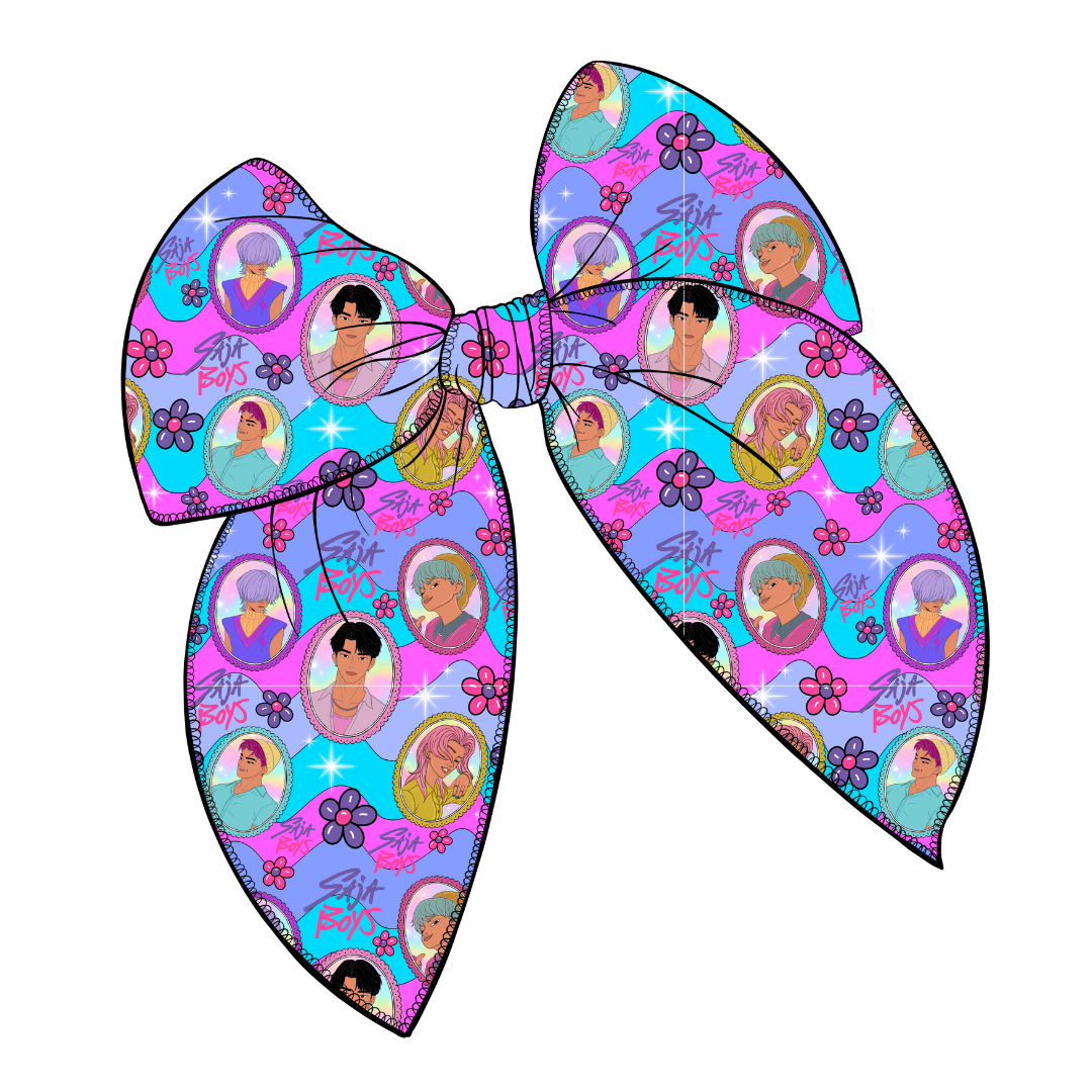 Saja Boys Large Serged Edge Pre-Tied Fabric Bow