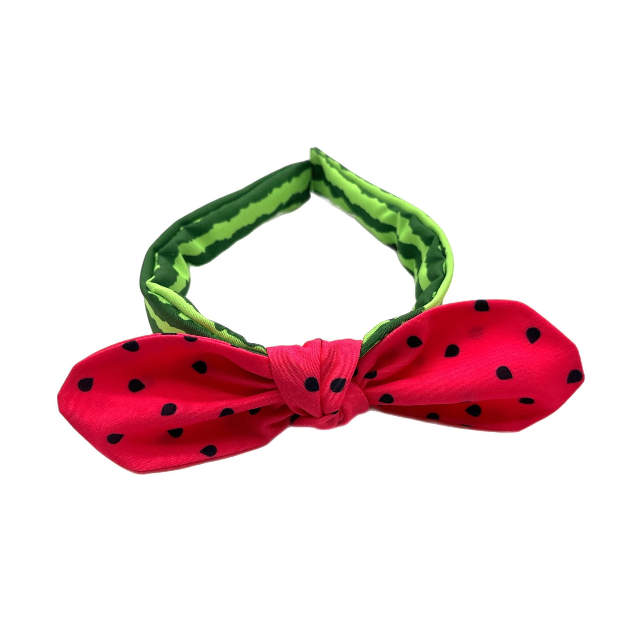Watermelon Seed & Rind Hand Tied Knotted Bow Headband