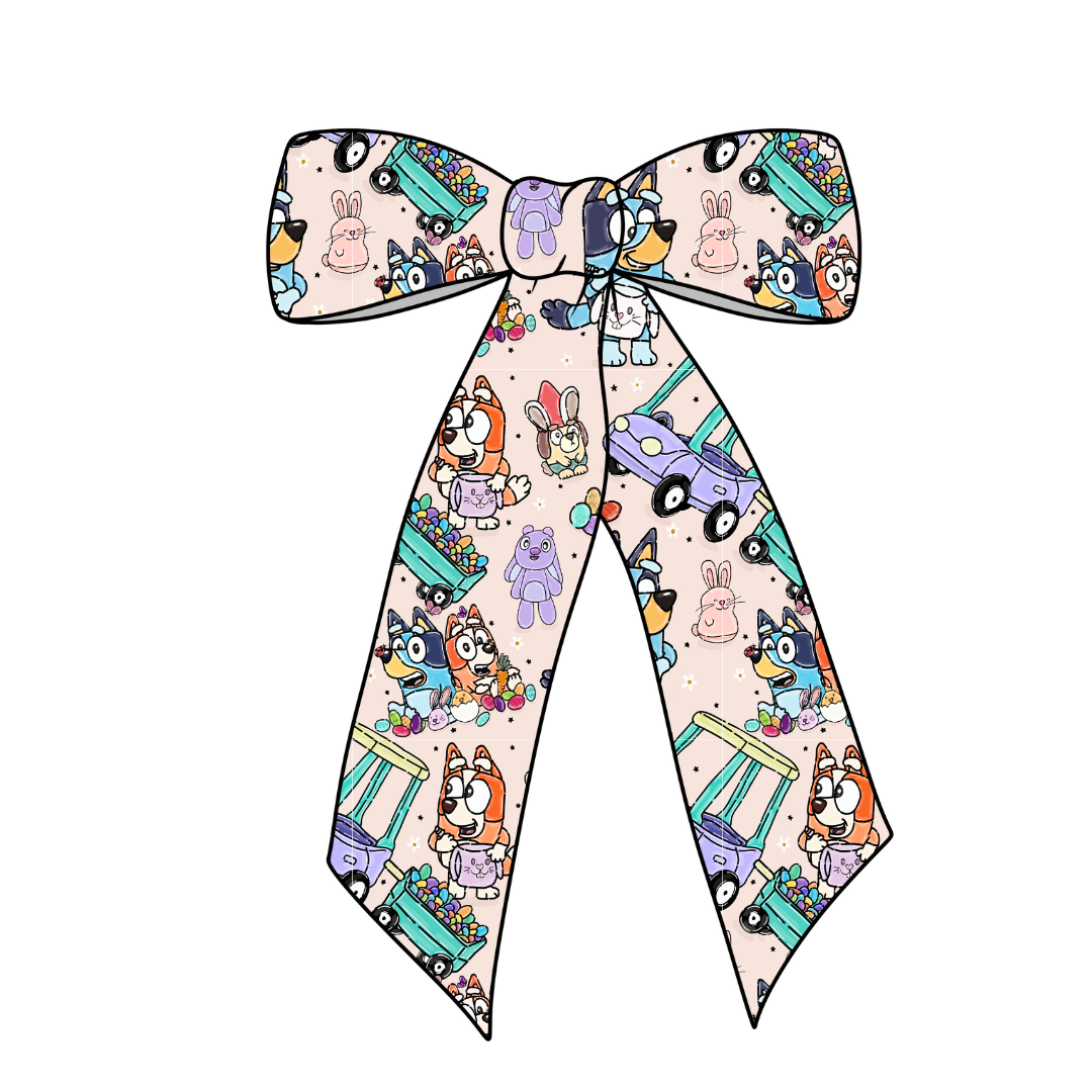 (Pre-Order) Blue Dog Easter Long Tail Fabric Bow