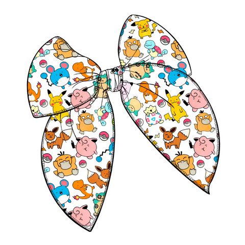 Pokemon Large Serged Edge Pre-Tied Fabric Bow