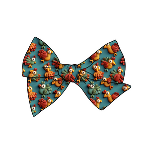 Turkey 5" Pre-Tied Fabric Bow