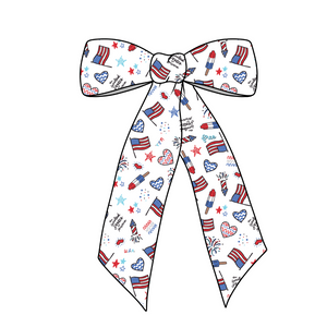 Party in the USA Long Tail Fabric Bow