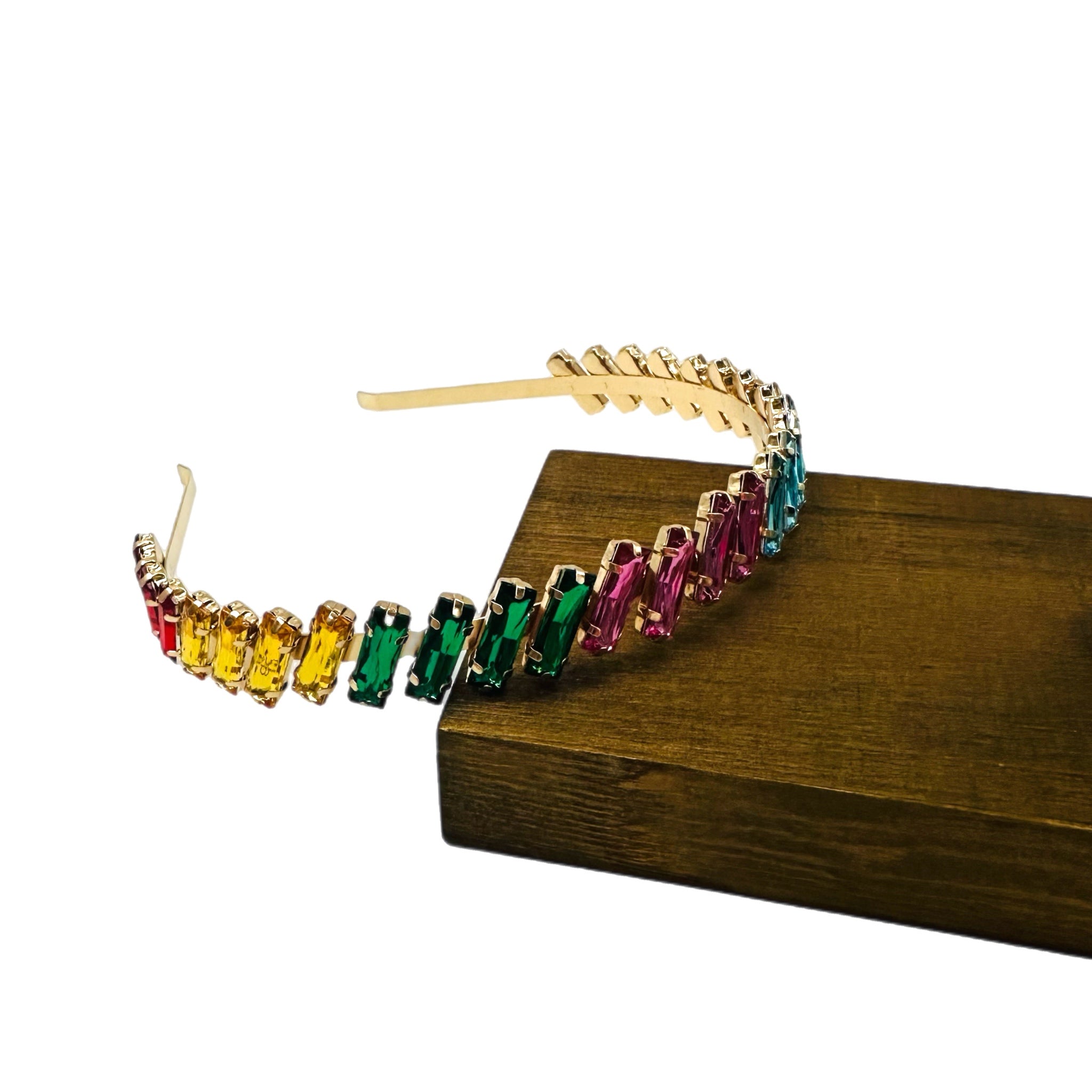 Rectangle Rainbow Gemstone Headband