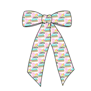 Kindergarten Diva Long Tail Fabric Bow