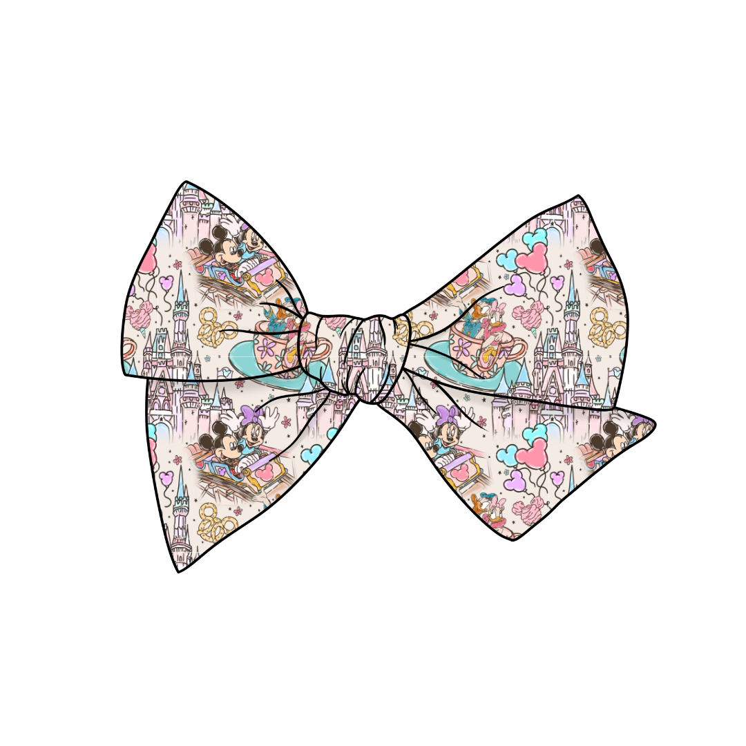 (Pre-Order) Happiest Place on Earth 5" Pre-Tied Fabric Bow