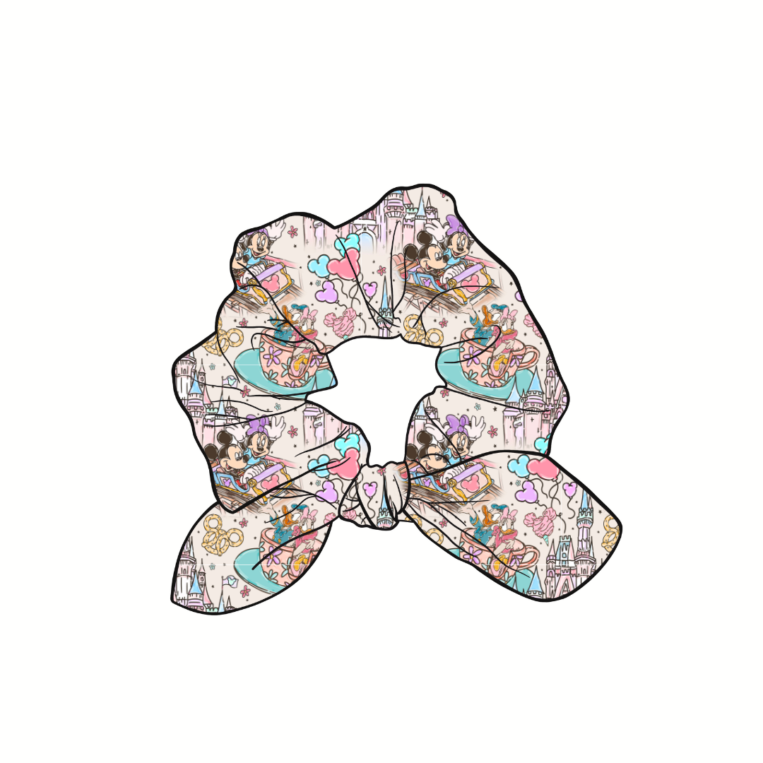 (Pre-Order) Happiest Place on Earth Hand Tied  Knotted Bow Scrunchie