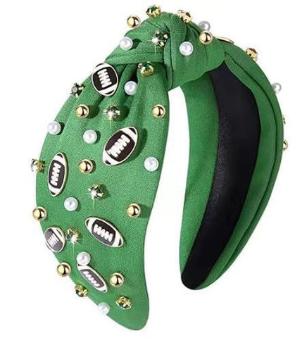 Lux Green Football Knotted Headband