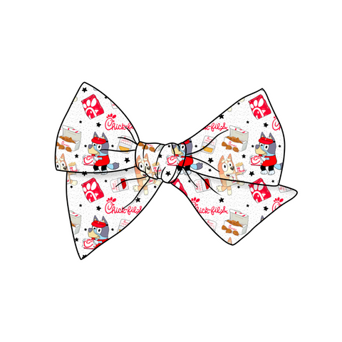 Chicken & Heelers 5" Pre-Tied Fabric Bow