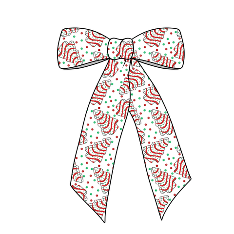 Christmas Cakes Long Tail Fabric Bow
