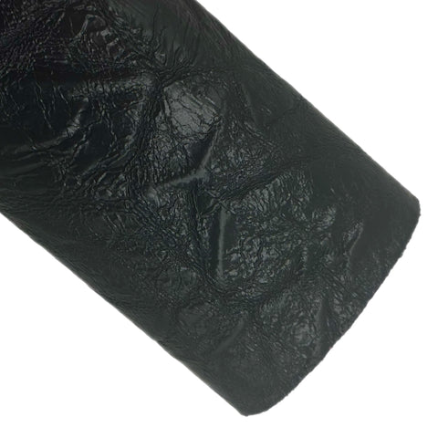 (NEW) Black Crinkle Faux Leather