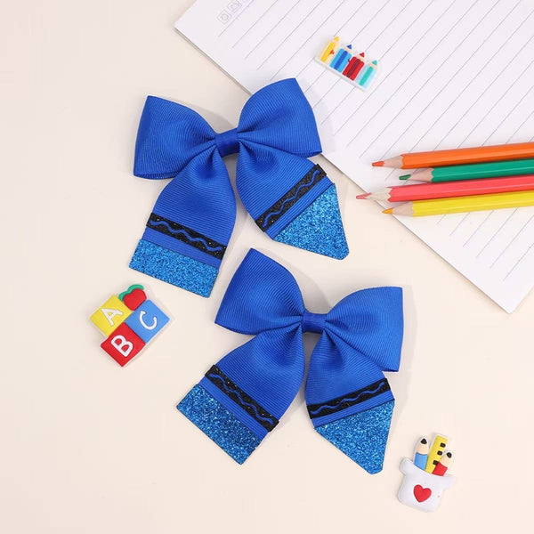 Perfect Crayon Piggy Ribbon Bows (Set of 2)