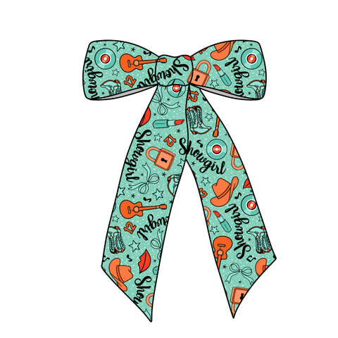 Mint Showgirl Long Tail Fabric Bow