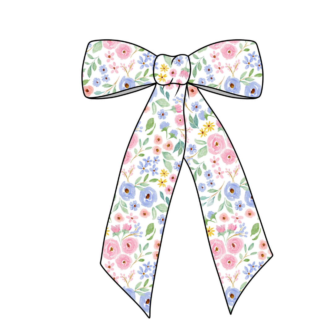 (Pre-Order) Fab Floral Long Tail Fabric Bow