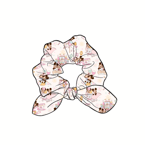 Magical Summer Vacay Hand Tied  Knotted Bow Scrunchie