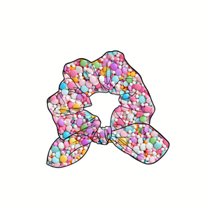 Sprinkles Galore Hand Tied  Knotted Bow Scrunchie