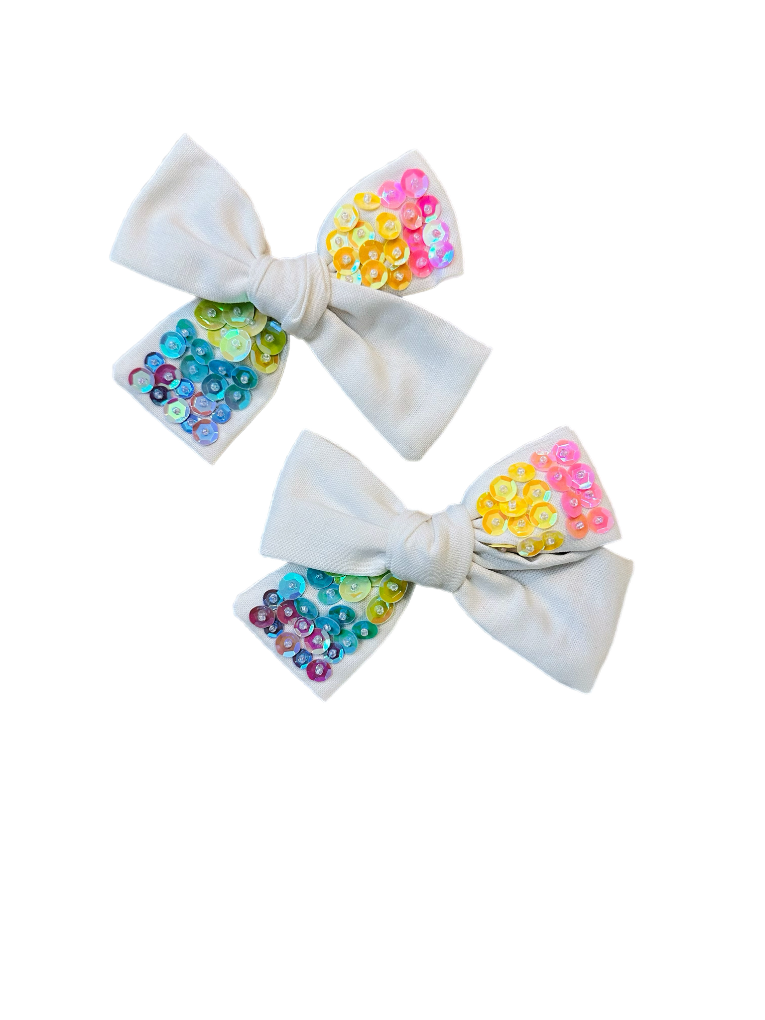 Rainbow Linen Sequin Bow