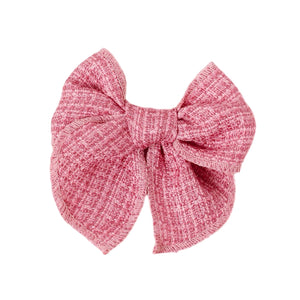 (Pre-Order)  4.5" Pink Pre-Tied Tweed Like Bow