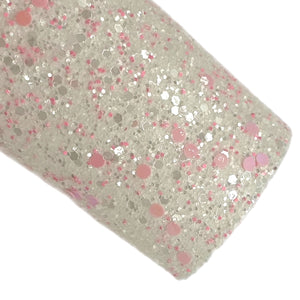 (NEW) White & Pink Bubble Bath Chunky Glitter