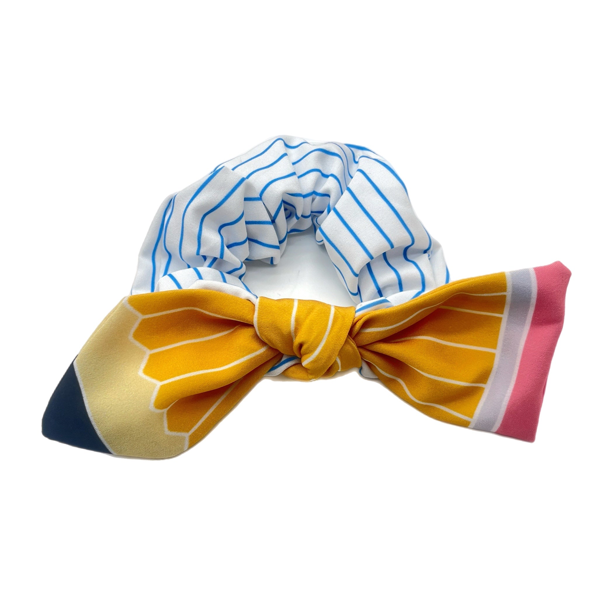 Paper & Pencil Hand Tied  Knotted Bow Scrunchie