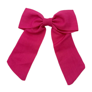 Hot Pink Long Tail Linen Bow