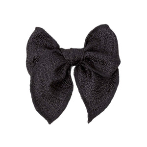 (Pre-Order)  4.5" Black Pre-Tied Tweed Like Bow