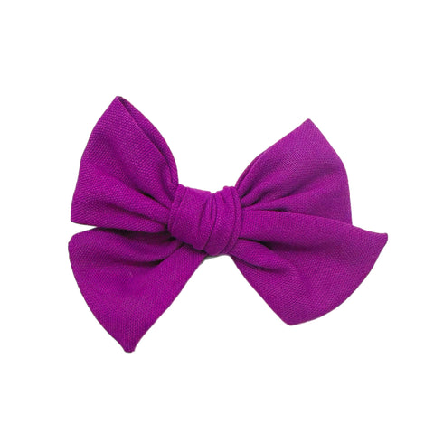 Medium Purple Linen 5" Pre-Tied Fabric Bow