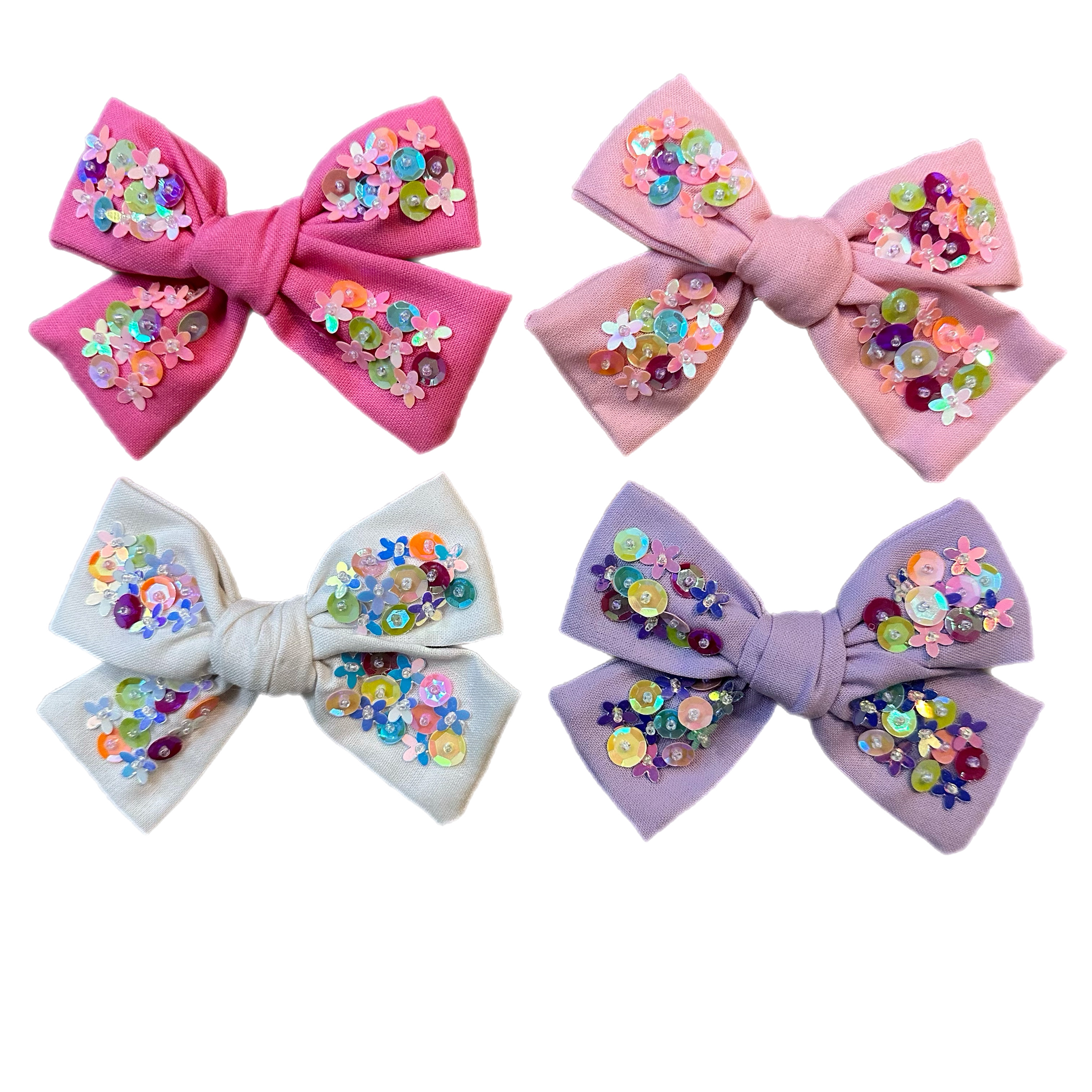 Flower Sequin LINEN Sequin Bow