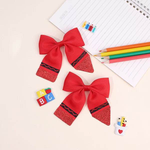 Perfect Crayon Piggy Ribbon Bows (Set of 2)