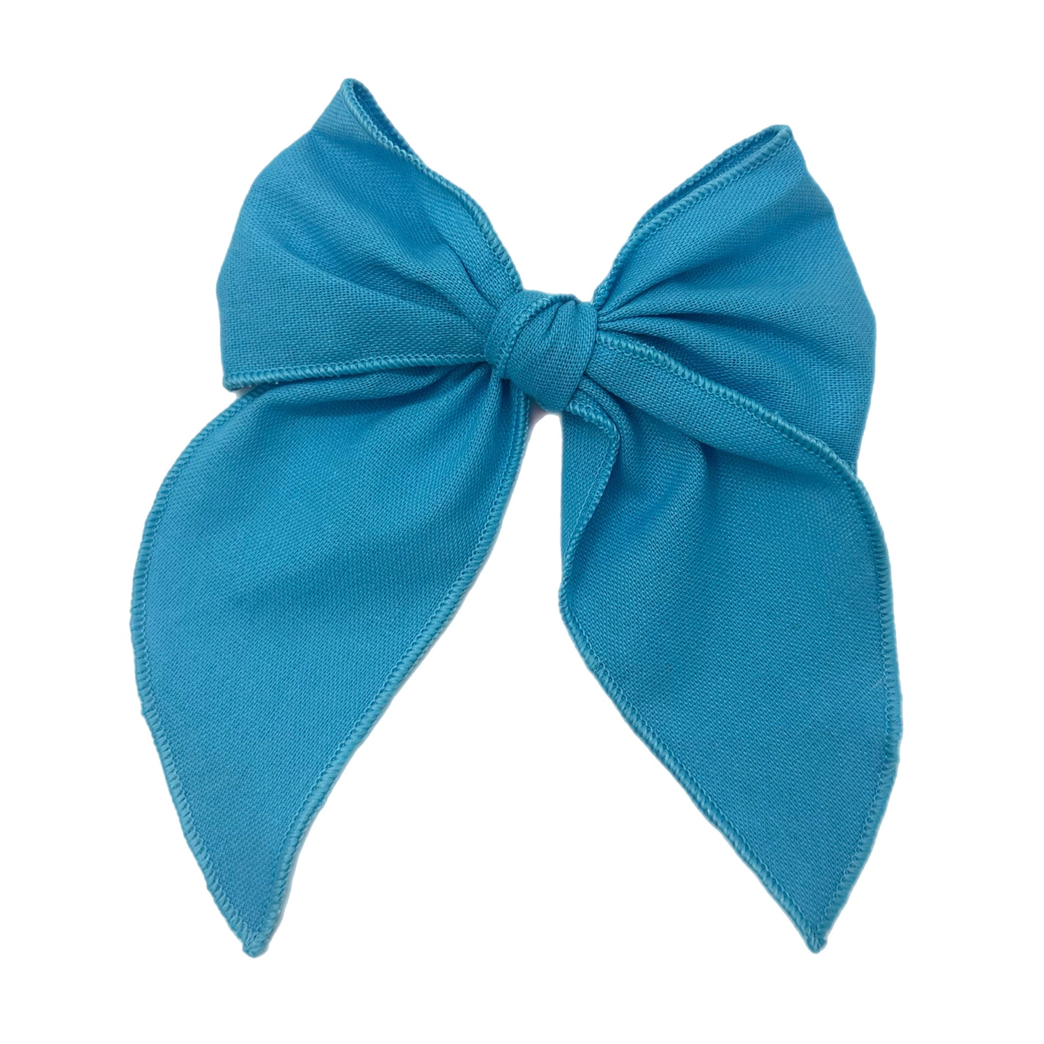 Carolina Blue Linen Large Serged Edge Pre-Tied Fabric Bow