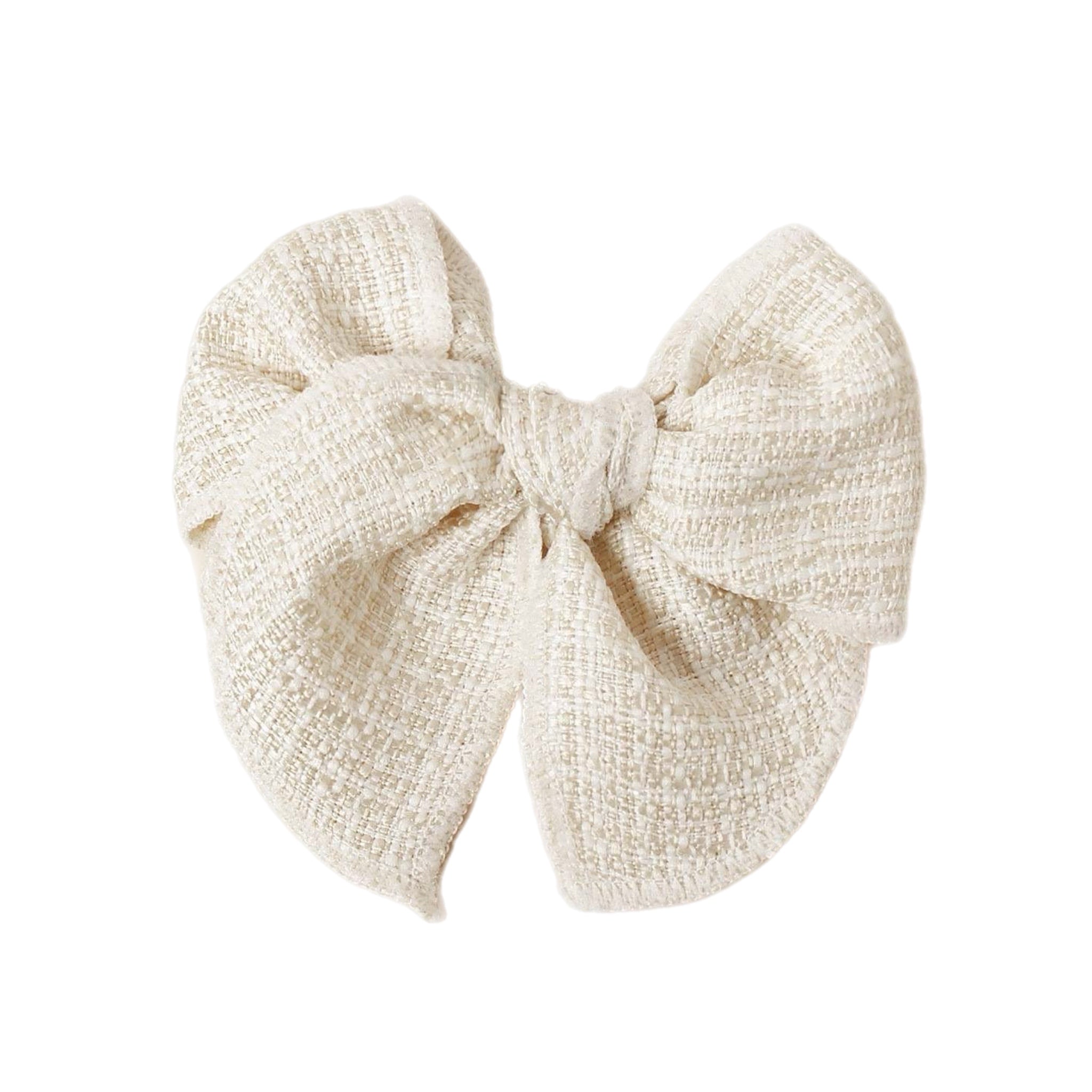 4.5" Ivory Pre-Tied Tweed Like Bow