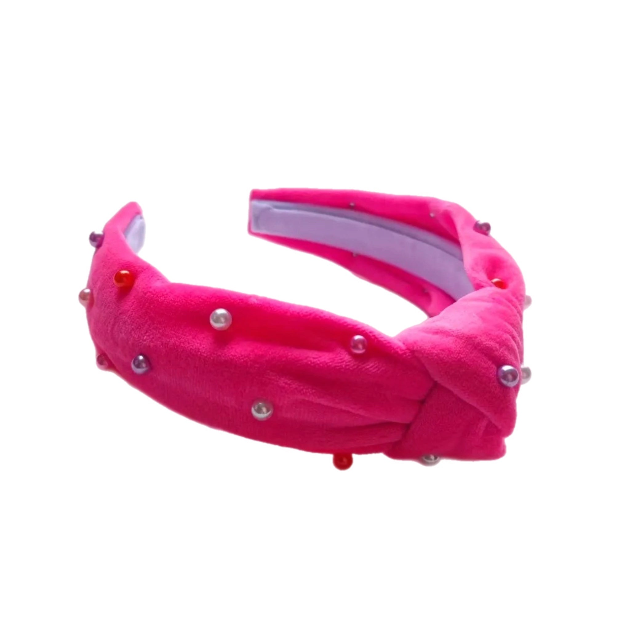 (Pre-Order) Hot Pink Velvet Pearl Knotted Headband