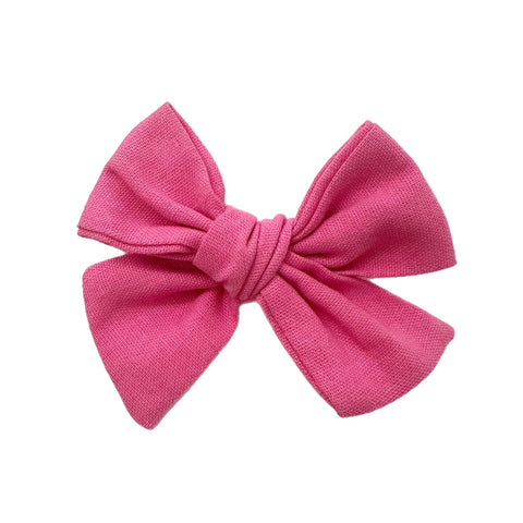 Bubblegum Pink Linen 5" Pre-Tied Fabric Bow