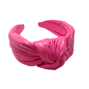 Pink Patent Leather Knotted Headband