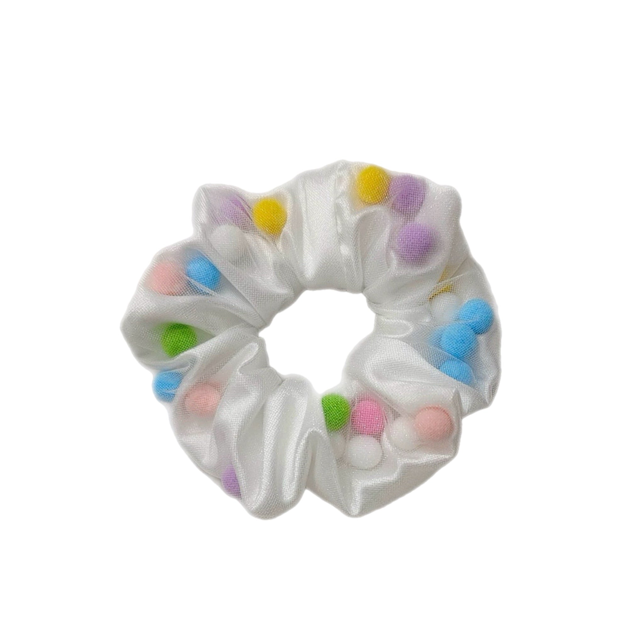 Rainbow Pom Poms Scrunchie