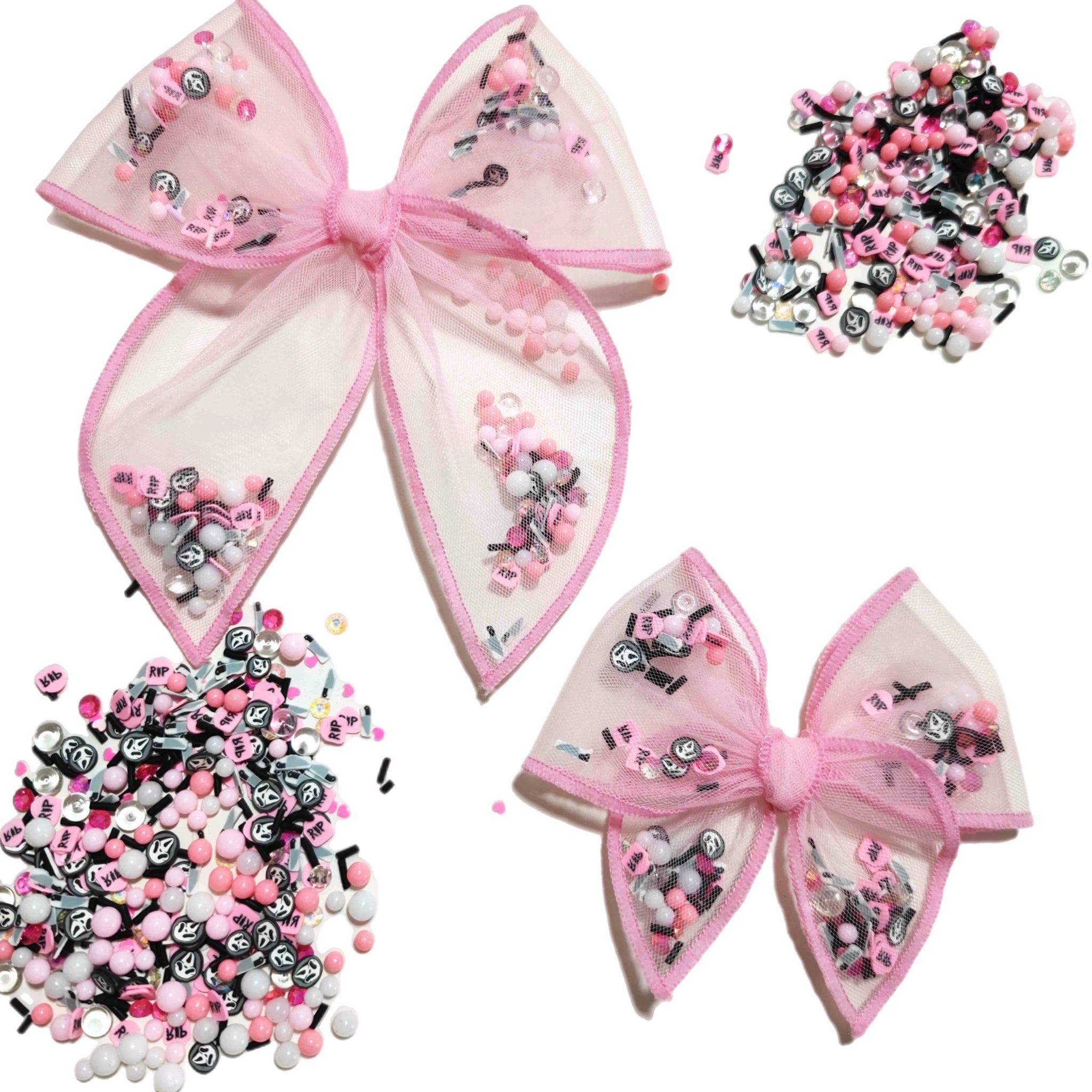 Pink Scream Serged Edge Shaker Bow