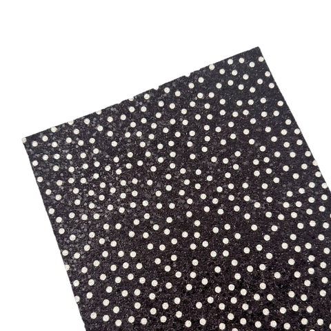 (NEW) Black w/ White Polka Dots Chunky Glitter