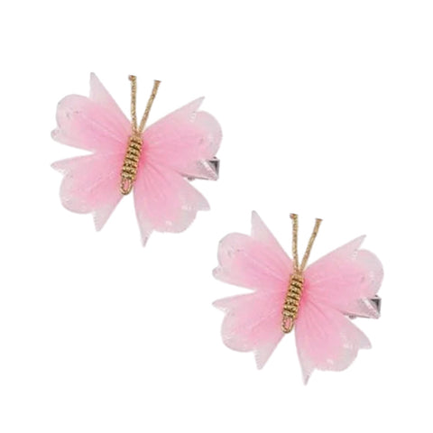 Pink Butterfly Alligator Clips (Set of 2)
