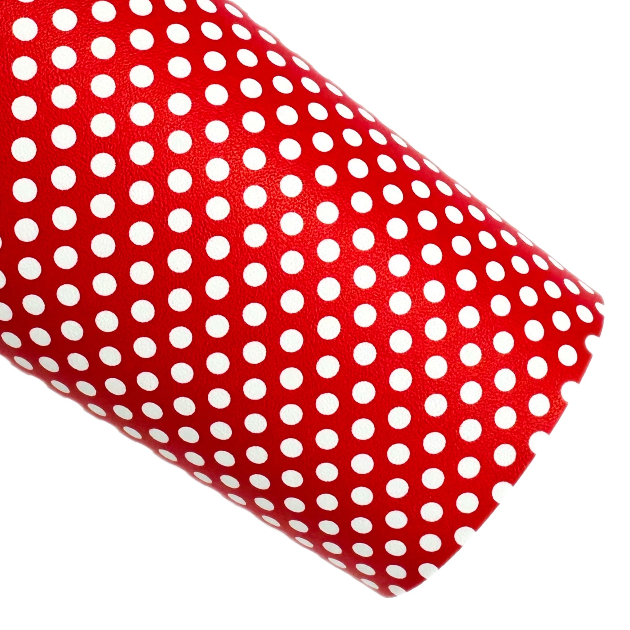 Red & White Polka Dot Custom Faux Leather