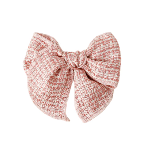 (Pre-Order)  4.5" Light Pink Pre-Tied Tweed Like Bow