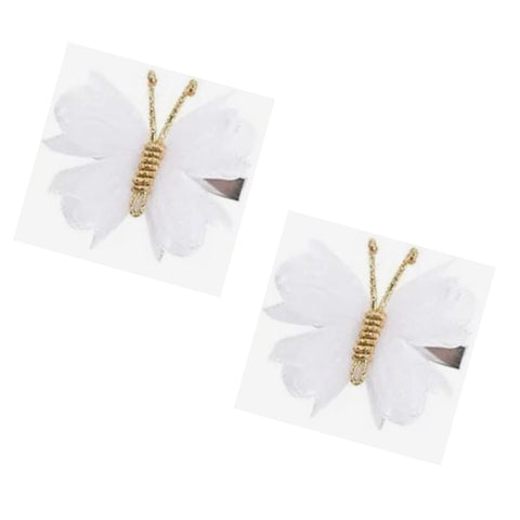 White Butterfly Alligator Clips (Set of 2)