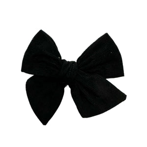 Black Corduroy 5" Pre-Tied Fabric Bow