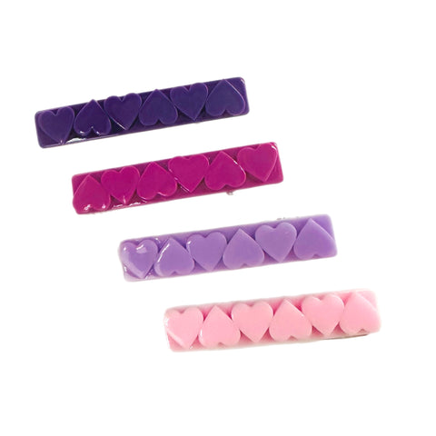 Solid Color Heart Bar Clips