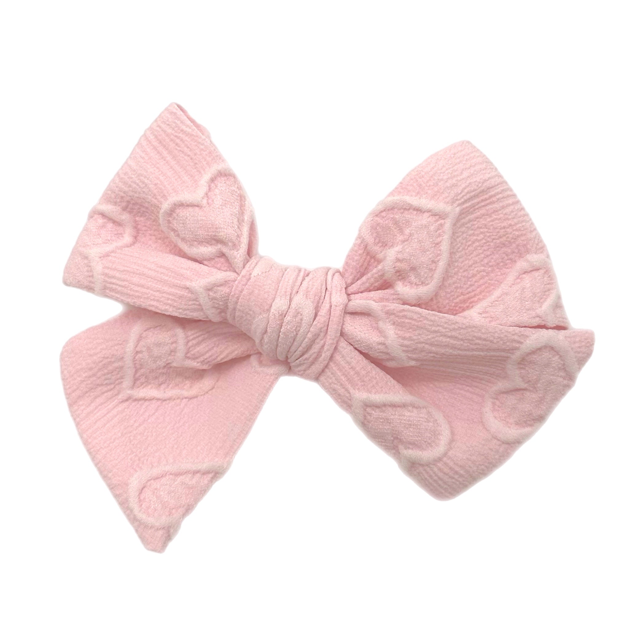 Pink Heart 5" Pre-Tied Fabric Bow