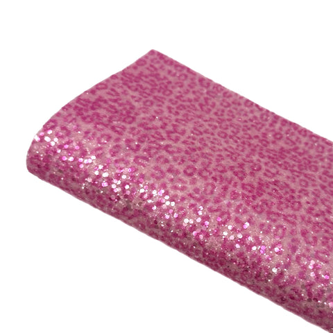 (New)Hot Pink Leopard Printed Chunky Glitter